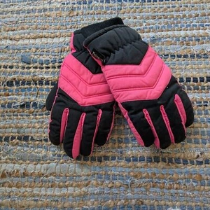 Gordini Thinsulate Youth XL Black Pink Elastic Wrist Gloves Mittens - Picture 1 of 4