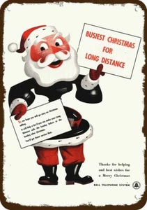 1946 BELL Telephone Santa Christmas Vintage-Look DECORATIVE REPLICA METAL SIGN - Picture 1 of 1