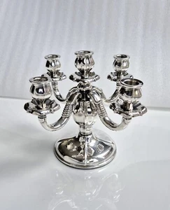 schöner silberner Art Deco Kerzenhalter Kerzenständer fünfflammiger Kandelaber - Bild 1 von 10