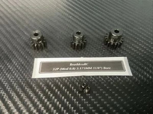Mod .8 1/8" Steel Pinion Gear Set 32P 3.175mm 12T 14T 16T For Slash 4x4 Spur - Picture 1 of 3