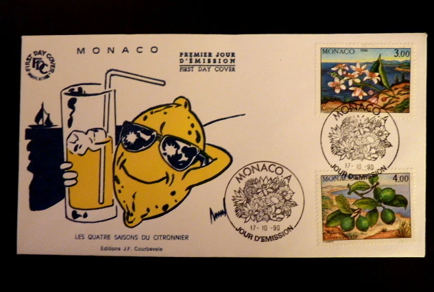 Monaco First Day Cover Yvert 1749/50 Lemon Tree, Seasons 3+4F 1990 - Image 1 of 1