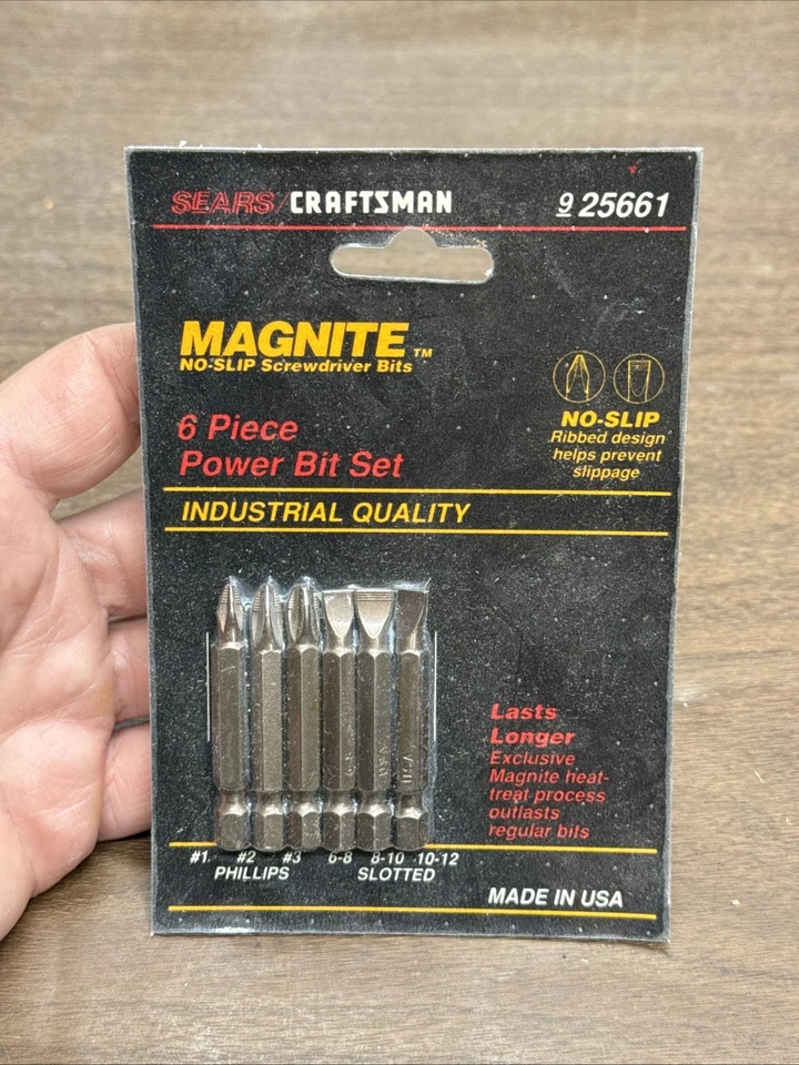Sears Craftsman Magnite Power Screwdriver  Bit Set 6 Piece 9-25661 USA - Image 1 of 1