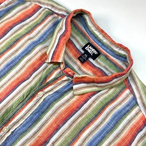 Lands' End Men's XXL Linen Shirt Multicolor Stripe Short Sleeve Button Front - Picture 1 of 7