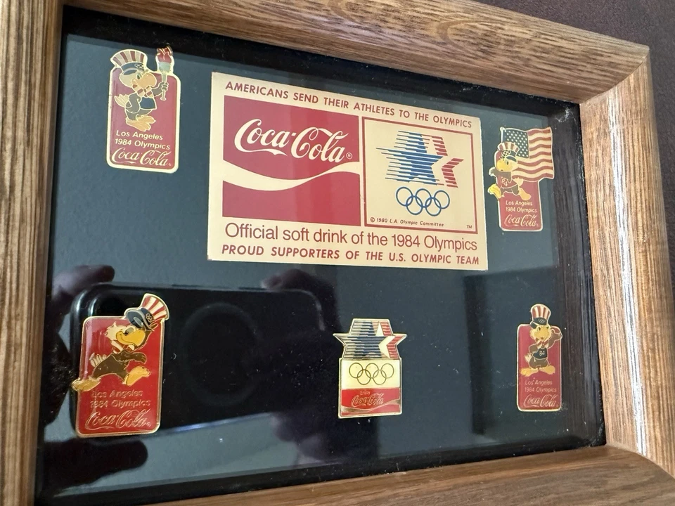 Vintage Coca Cola Olympic 1984 Pin Set *Brand New* from sealed factory Case - Image 1 of 4