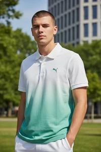 Puma Golfshirt 2 Farbe Grün & Weiß Herren Medium Neu - Bild 1 von 4