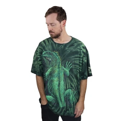 Vintage Lizard Iguana Blacklight T Shirt Mens 2XL/3XL Green Tie Dye Animals Tee - Image 1 of 4