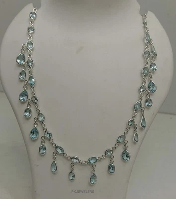 Collana fatta a mano in argento sterling 925 con pietre preziose di topazio... - Immagine 1 di 4