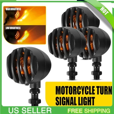FRONT & REAR TURN SIGNALS INDICATOR LIGHT AMBER FOR UNIVERSAL 12V MOTORCYCLES - Image 1 of 4
