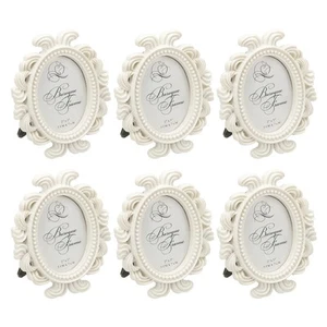 6Pcs 2.4x1.8" Oval Resin Mini Picture Frames for Home Wedding, White - Picture 1 of 6