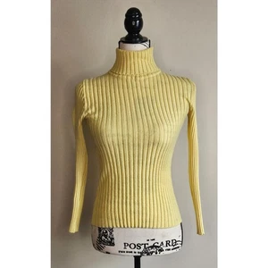 Vintage 1970's Vaccaro Turtleneck, Butter Yellow, Sz S, Italy - Picture 1 of 6
