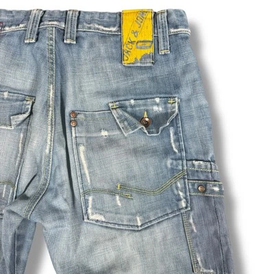 RARE Jack & Jones Forza Broken Green Jeans Sz 33 Baggy Vintage Y2K Carpenter - Image 1 of 4