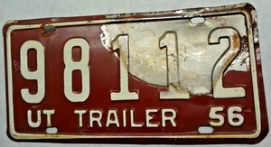 RARE 1956 UTAH TRAILOR License Plate 98112  - FREE SHIPPING!!! - Picture 1 of 2