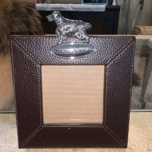 Mud Pie Cocker Spaniel Photo Frame Brown Silver 6.5"x6.5" photo size 3.5x3.5 - Picture 1 of 3
