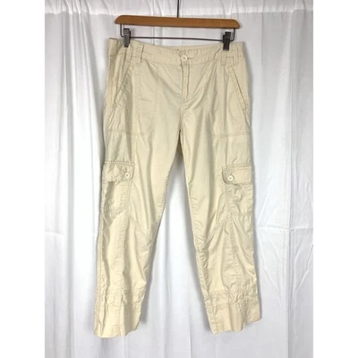 Calvin Klein Jeans Women’s Cargo Capri Cropped Pants Tan Straight Leg Mid Rise 8 - Image 1 of 4