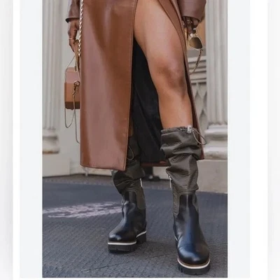 New! Aquatalia Marlo Water Resistant Knee High Boot Black Olive Size 9.5 DD529 - Image 1 of 4