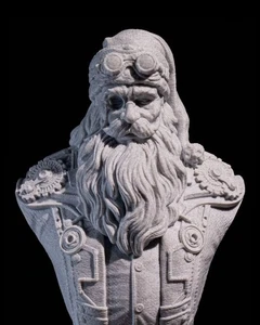 Weihnachtsmann Steampunk Büste - 15 cm 3D gedruckt Weihnachtsmann Skulptur in S - Bild 1 von 6