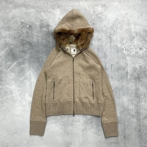 Woolrich Wool Cotton Fur Full-Zip Hoodie Women’s Beige Size M - Picture 1 of 24