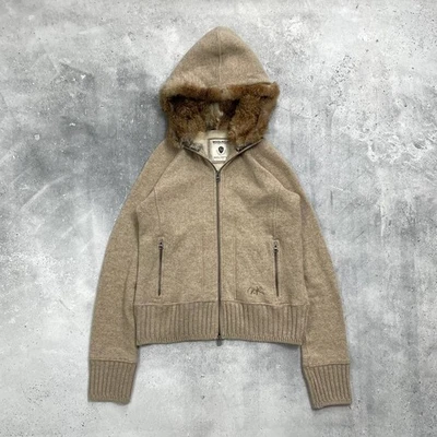 Woolrich Wool Cotton Fur Full-Zip Hoodie Women’s Beige Size M - Image 1 of 4