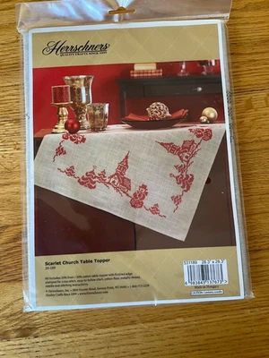 Herrschners Scarlet Church Table Topper Embroidery Kit NIP - Image 1 of 2
