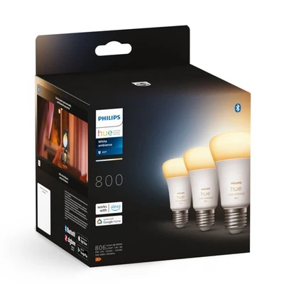 PHILIPS Hue 3er Set White & Ambiance E27 LED Leuchten 800lm Lampe Leuchtmittel - Bild 1 von 3