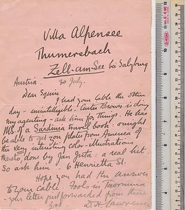 D H LAWRENCE WONDERFUL 1821 HANDWRITTEN LETTER WITH FASCINATING CONTENT FULL PSA - Picture 1 of 3