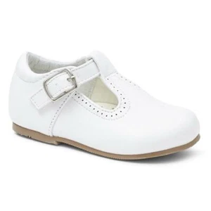 Sevva Girls Boys Spanish Matt White T-Bar Walking Shoes UK Infant 2-8 *SMALL FIT - Picture 1 of 2