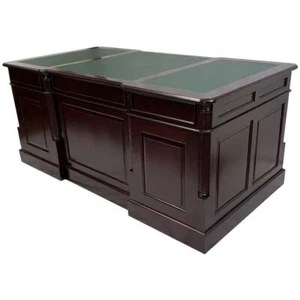 Solid Mahogany Home Office Desk 6 drawers Antique Reproduction Design - Picture 1 of 12