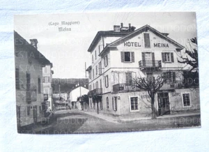 VECCHIA CARTOLINA 1912 MEINA LAGO MAGGIORE NOVARA HOTEL MEINA - Picture 1 of 2