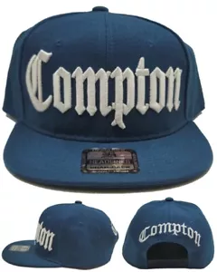 Compton New Leader Headlines Old English Navy Blue White Snapback Era Hat Cap - Picture 1 of 9