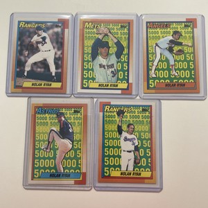 1990 TOPPS SET #1 #2 #3 #4 #5 - NOLAN RYAN - 5000 K's ALL TEAM SET