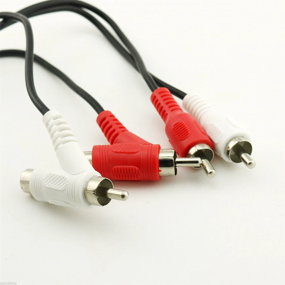 1.5M RCA Piggyback Extension Cable 2RCA Audio Extender Adapter Cord Wire Coupler - Image 1 of 1