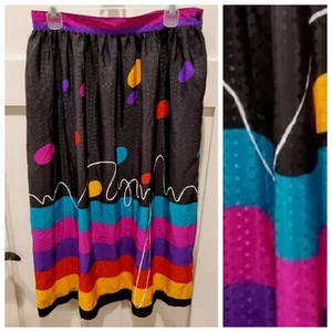 Vintage Womens 16 Large Colorful Maxi Skirt USA Unique Funky Artsy Maximalist - Picture 1 of 9