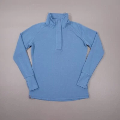 Free Fly 竹制弹性半扣模拟领套衫女式 XS 蓝色长袖 — 第 1/4 张图片