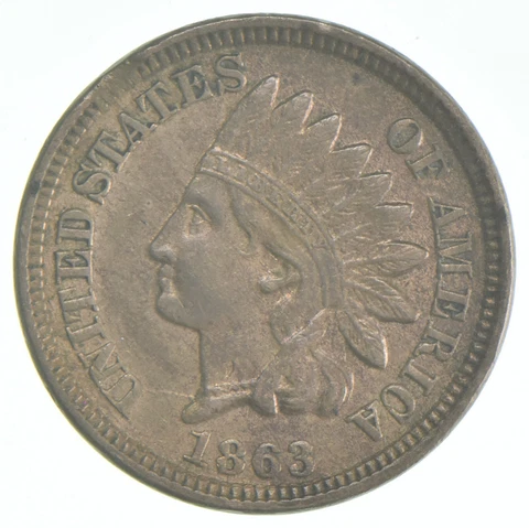 Error 1863 Indian Head Cent Clipped *1818 Cover