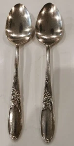 LOT OF 2 NICE c1953 WHITE ORCHID SILVERPLATED Serving Spoons 8.25" - Picture 1 of 4