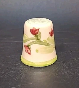 Raro Vintage Franciscano Costura Dedal Flor Floral Porcelana Pintado a Mano - Imagen 1 de 5