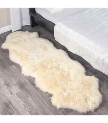 PINNACLE VISTA Genuine Sheep Skin Rug - Champagne Sheep skin rug Double Pelt Fur Rug 2 x 6