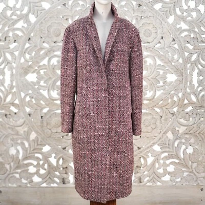 Женское длинное пальто Alfani 14 Вт из розовой твидовой шерстяной смеси с подкладкой средний вес сделано в Болгарии - Изображение 1 из 4