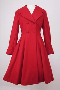 Abrigo clásico estilo vintage 1950 ajuste y acampanado, mezcla de lana, Rockabilly. ROJO Talla 16 - Imagen 1 de 9
