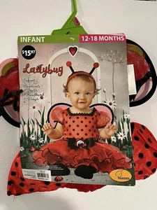 TEMPORADAS 3 piezas Rojo y Negro DAMA INSECTO Vestido Alas Halloween Disfraz Nuevo - Imagen 1 de 3