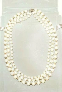 New .925 Sterling Silver Bead White Freshwater Pearl 3 Strand Necklace - NWT - Picture 1 of 1