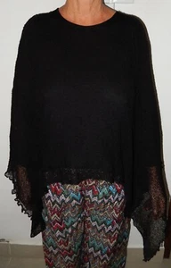 1C555 LADIES LIGHT WEIGHT KNITTED PONCHO THROW OVER PLUS SIZE 16 18 20 22 24 26 - Picture 1 of 1