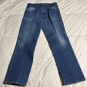 Jeans western vintage anni 90 Wrangler 34x30 blu denim 13MWZ taglio cowboy invecchiato - Foto 1 di 9