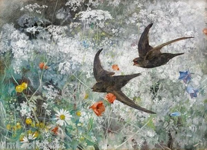 IMAGEN TIME4 BRUNO LILIEFORS GOLONDRINAS IMÁGENES LIENZO REPRODUCCIÓN ARTE GICLEE - Imagen 1 de 4