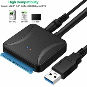 USB 3.0 to SATA III Hard Drive Adapter for 2.5 "3.5" HDD/SSD with 12V/2A Power - Picture 1 of 20