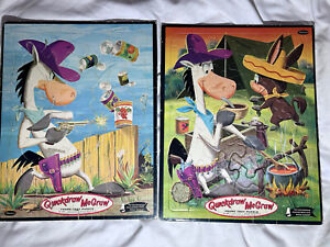 Lot of 2 Vintage Quickdraw Mcgraw Tray Frame Puzzles 1960s Hanna Barbera Whitman