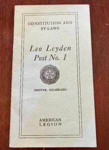 1919 American Legion Leo Leyden Post No. 1 Denver Colorado Constitution Bylaws - Picture 1 of 8