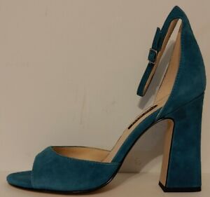 NEW!! Nine West Aqua Blue Leather Suede Sandals 4"  Heels Size 8.5M US 38.5M EUR
