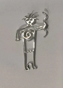 Prendedor Belinda Woody Nativo Americano Navajo Plata Esterlina Serpiente Bailarina Kokopelli - Imagen 1 de 10
