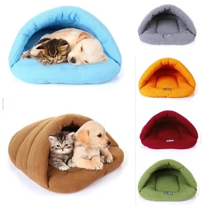 Washable Warm Soft Plush Mat Puppy Dog Cat House Pet Nest Sleeping Bag Cave Bed - Picture 1 of 17